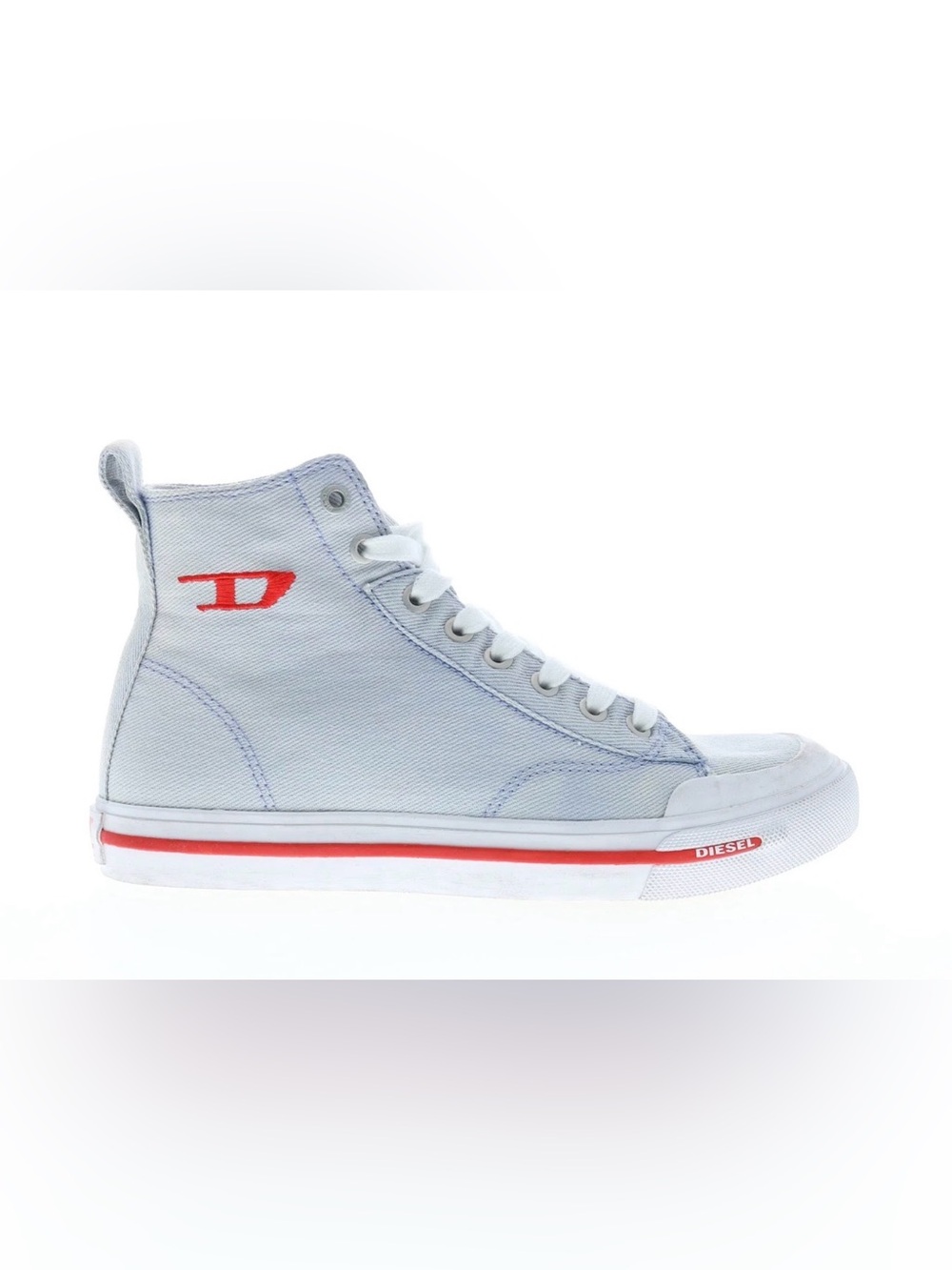 Diesel White and Red High-Top Sneakers
